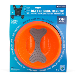 Oh Bowl Slow Food Tongue Cleaning Dog Food Bowl - Orange image 1