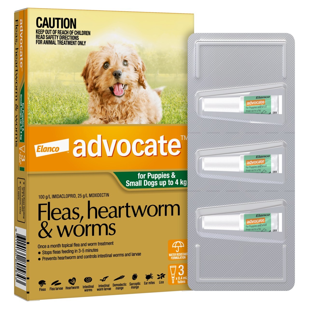 Advocate Spot-On Flea & Worm Control for Dogs up to 4kg - 3 pack image 2