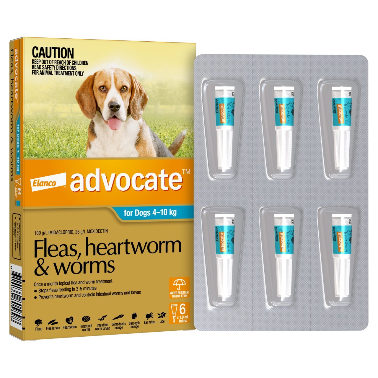 Advocate Spot-On Flea & Worm Control for Dogs 4-10kg - 6-pack image 2