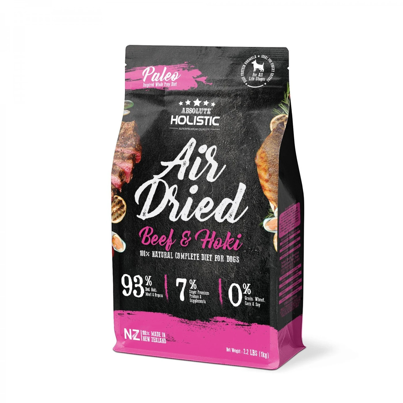 Absolute Holistic Air Dried Grain Free Dog Food Beef & Hoki 1kg - Made in New Zealand image 2