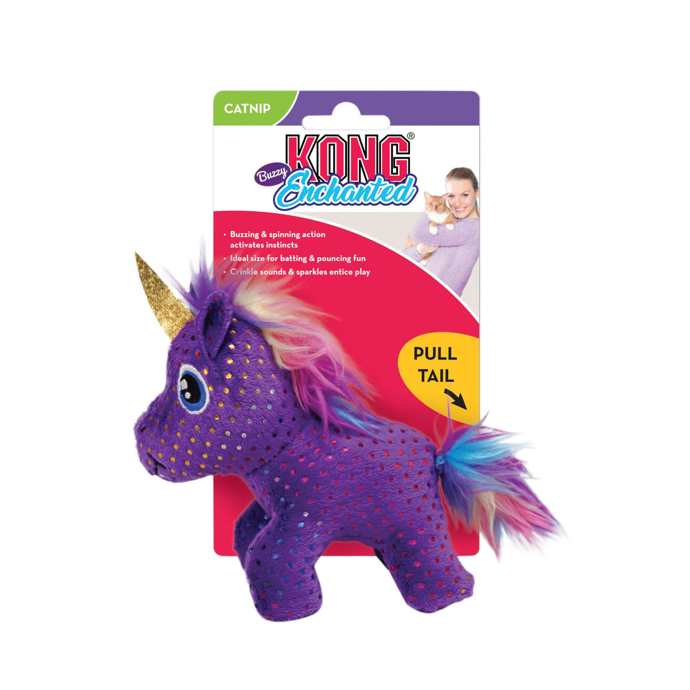 KONG Enchanted Buzzy Unicorn Plush Squeaker Dog Toy - Qty 2 Units image 2