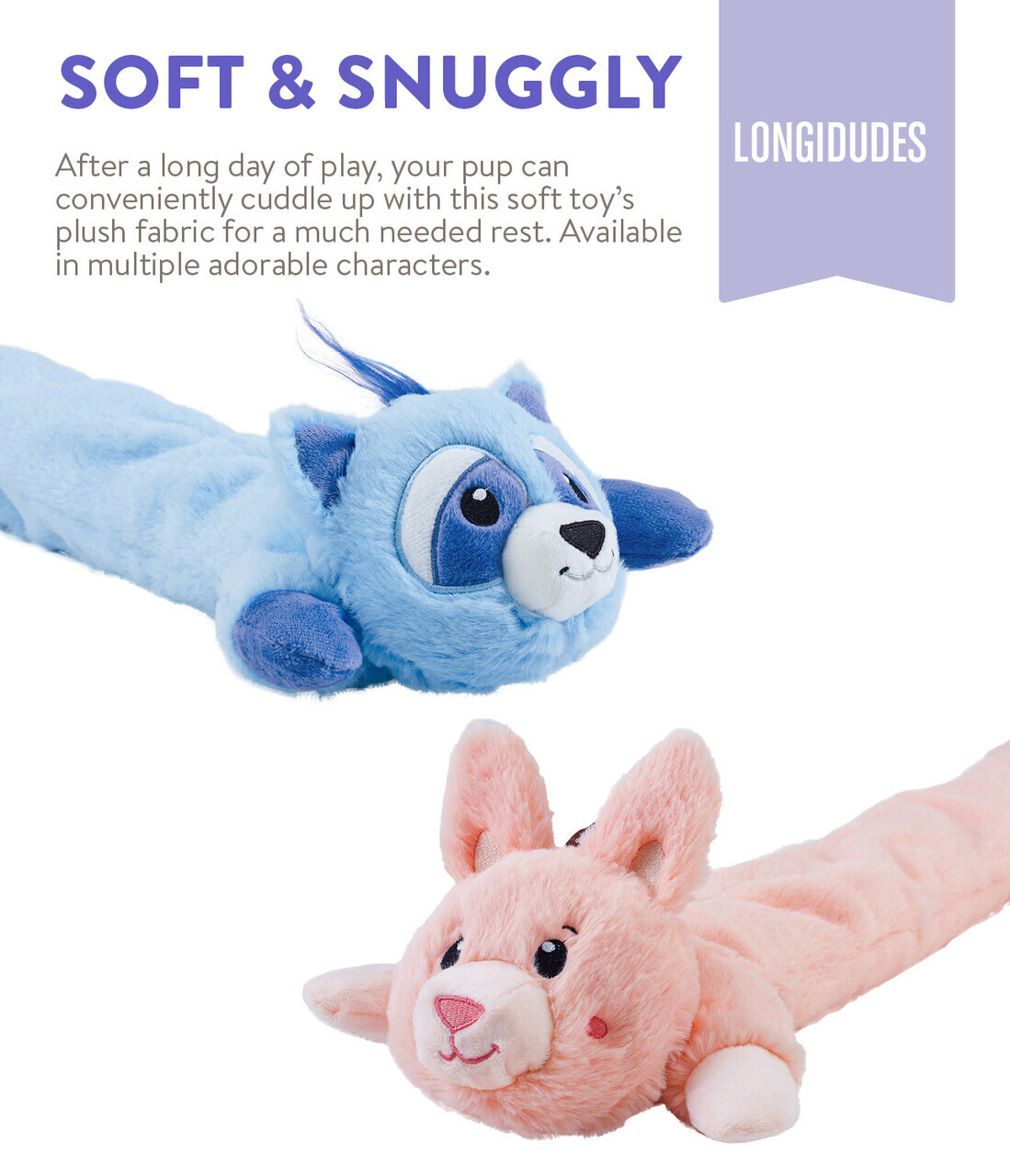 Charming Pet Longidudes Extra Long 75cm Plush Squeaker Dog Toy - Rabbit image 2