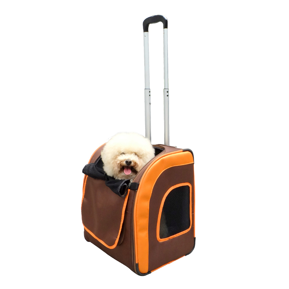 Ibiyaya New Liso Backpack Parallel Transport Pet Trolley- Orange/Brown image 2