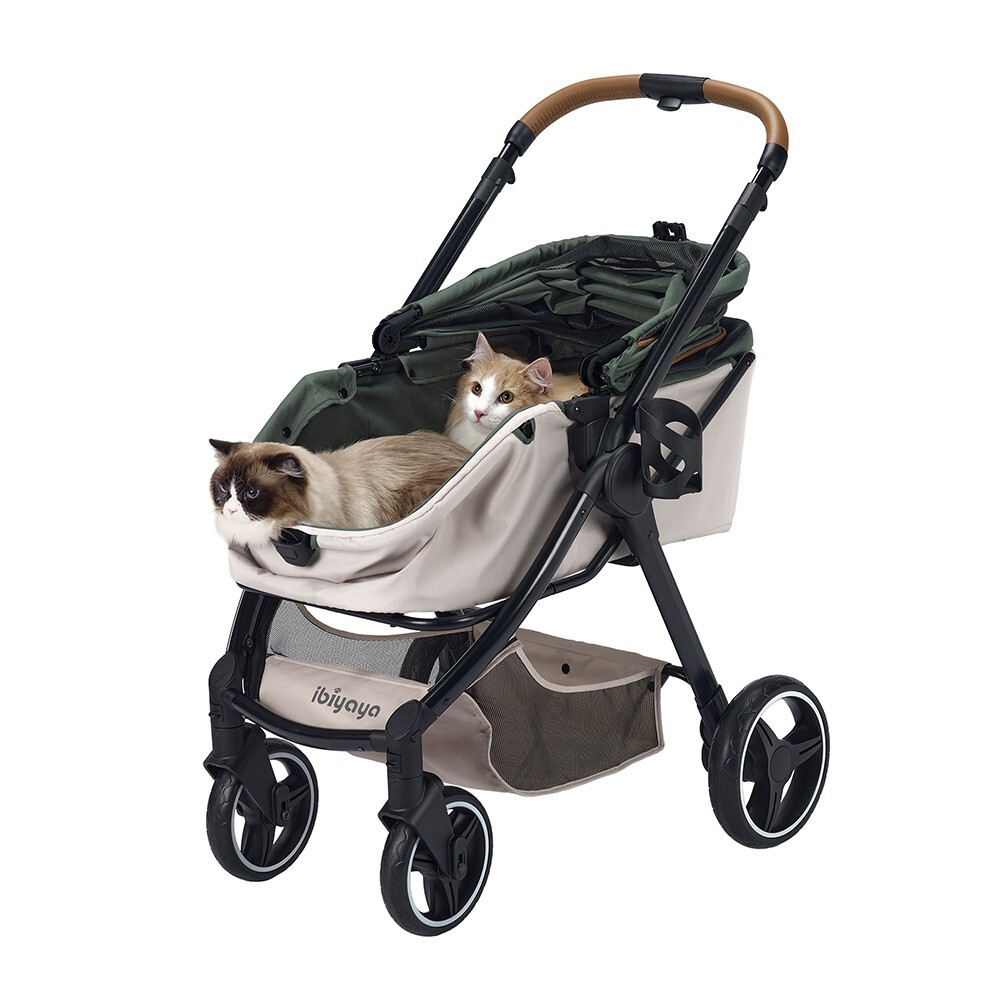 Ibiyaya Retro Luxe Folding Pet Stroller for Pets up to 30kg - Soft Sage  image 2
