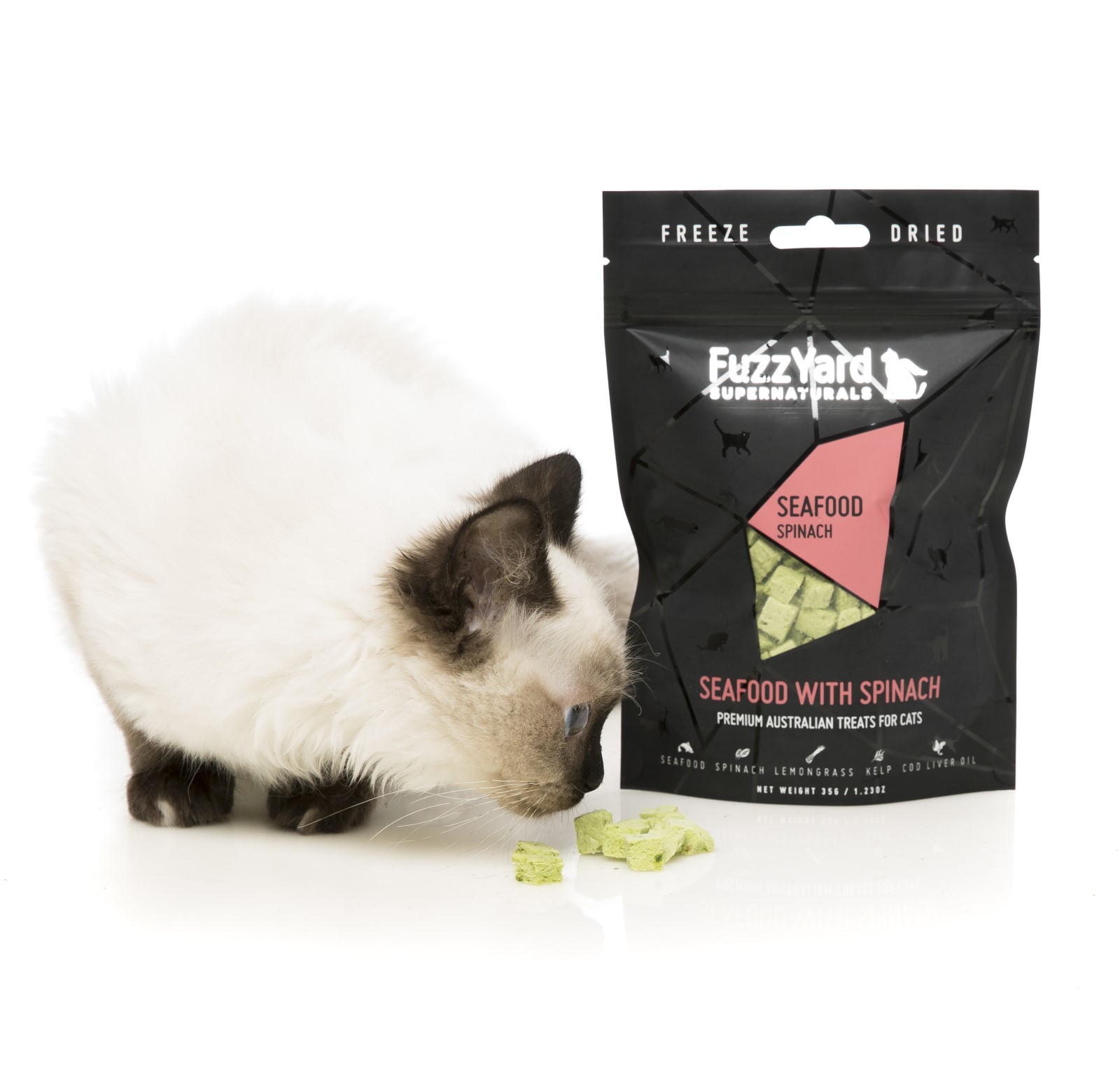 Fuzzyard Natural Freeze Dried Cat Treats Seafood with Spinach 40g eBay