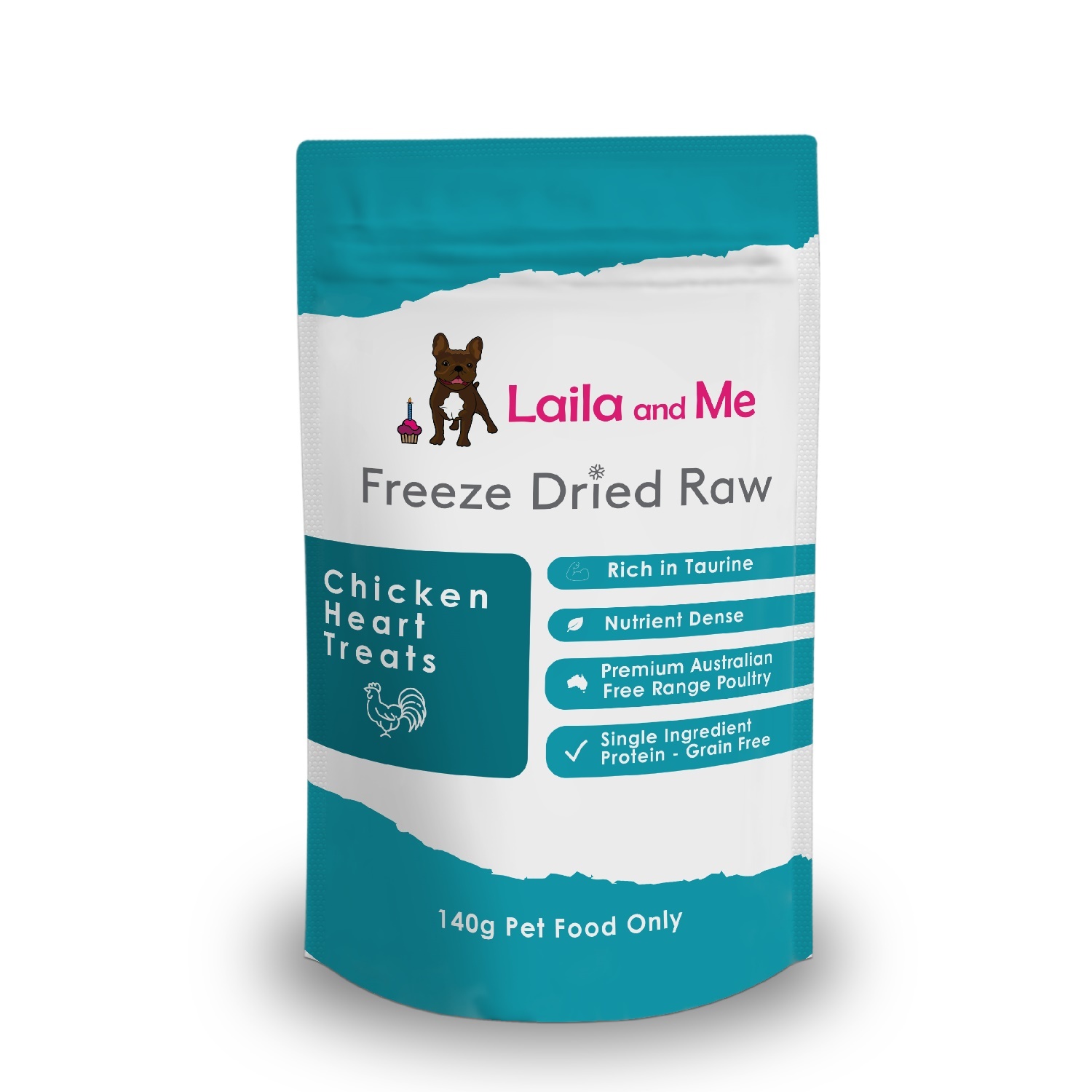 Laila & Me Freeze Dried Australian Chicken Hearts for Cats & Dogs 60g/140g image 2