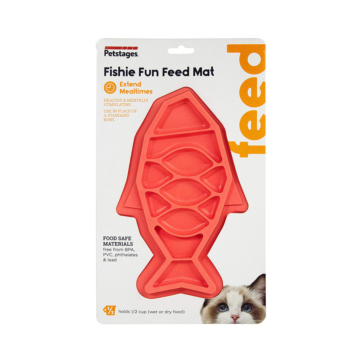 Petstages Fishie Fun Feed Mat Wet and Dry Slow Food Bowl for Cats - Pink image 2