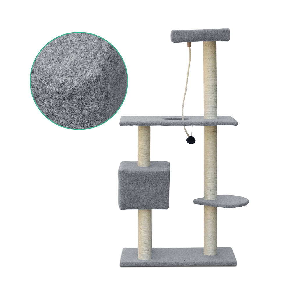 Cat Tree 145cm Scratching Post Scratcher Tower Cat Condo House - Grey image 2