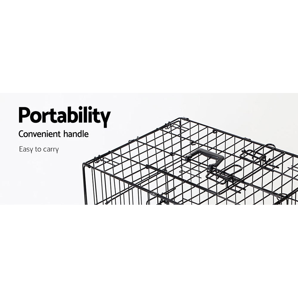 Portable Black Steel Rust-Resistant Dog Crate Foldable with Leak-Proof Tray image 2