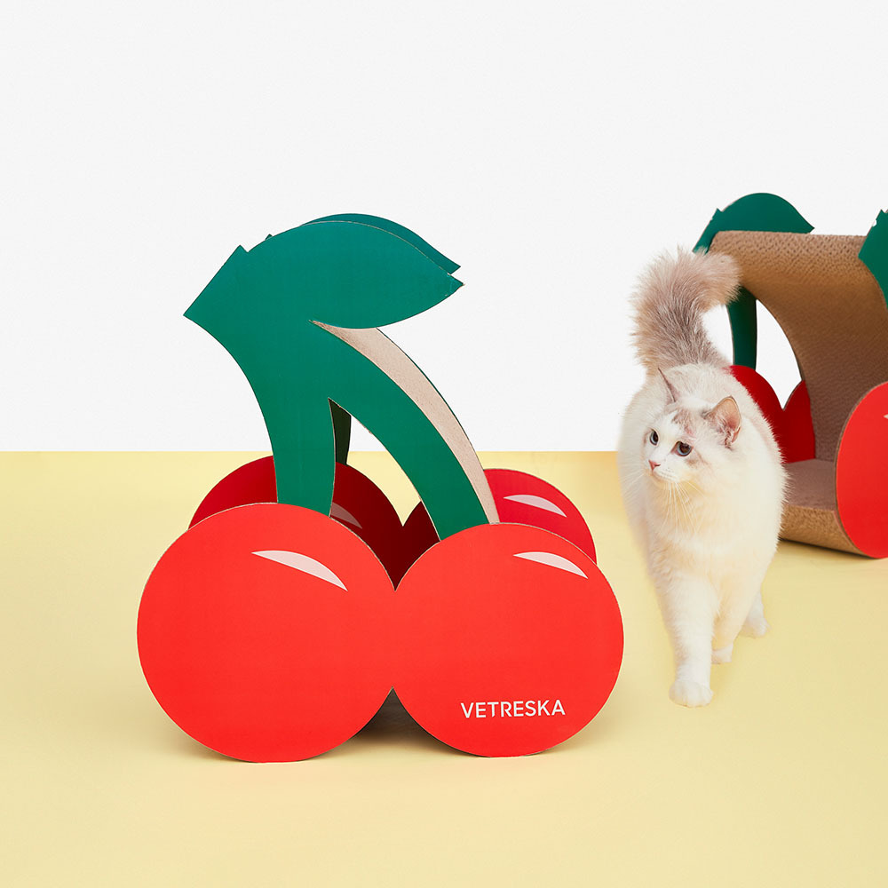 Vetreska Fruity Cardboard Cat Scratcher Post - Cherry image 2