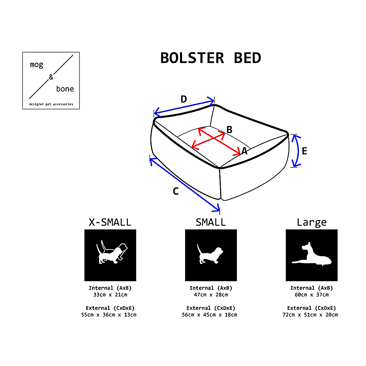 Mog & Bone Bolster Dog Bed - Grey Check image 2