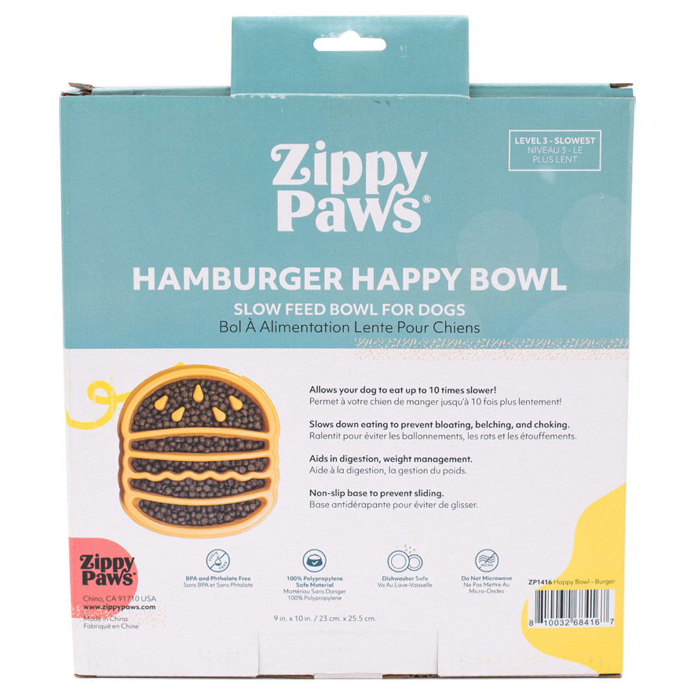 Zippy Paws Happy Bowl Interactive Slow Food Dog Bowl - Burger image 2