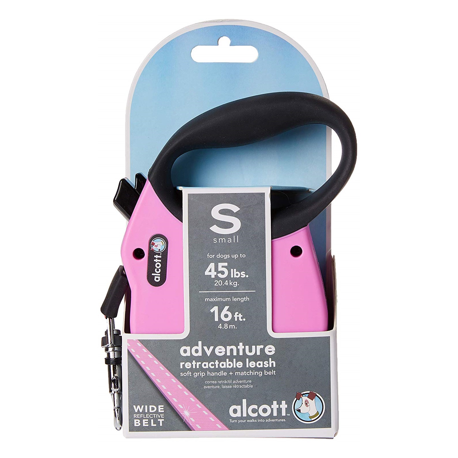 Alcott Flexi-ble Adventure Retractable Tape Dog Leash - Pink image 2