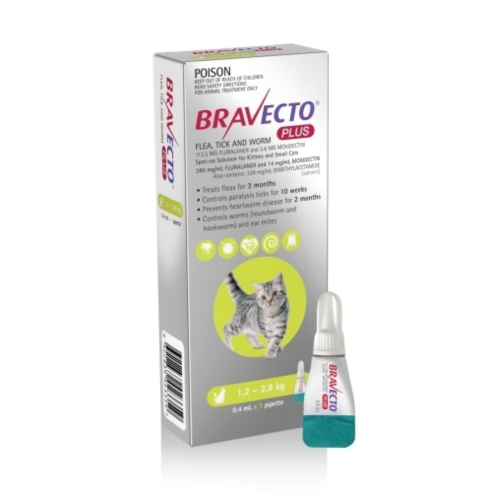 Bravecto PLUS Spot-On 3 month Flea, Tick & Worm Protection - For Cats of All Sizes image 2