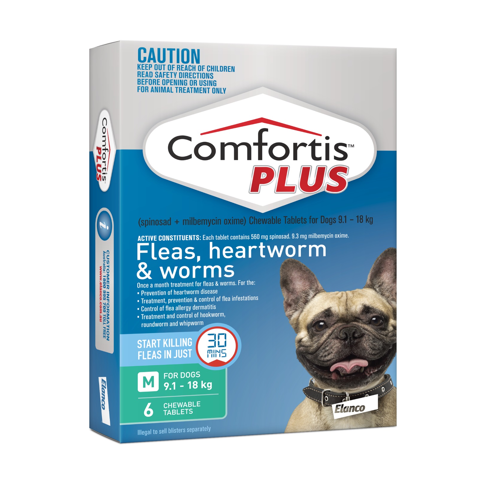 Comfortis PLUS for Dogs Kills Fleas, Worm & Heartworm - 6 Pack image 2