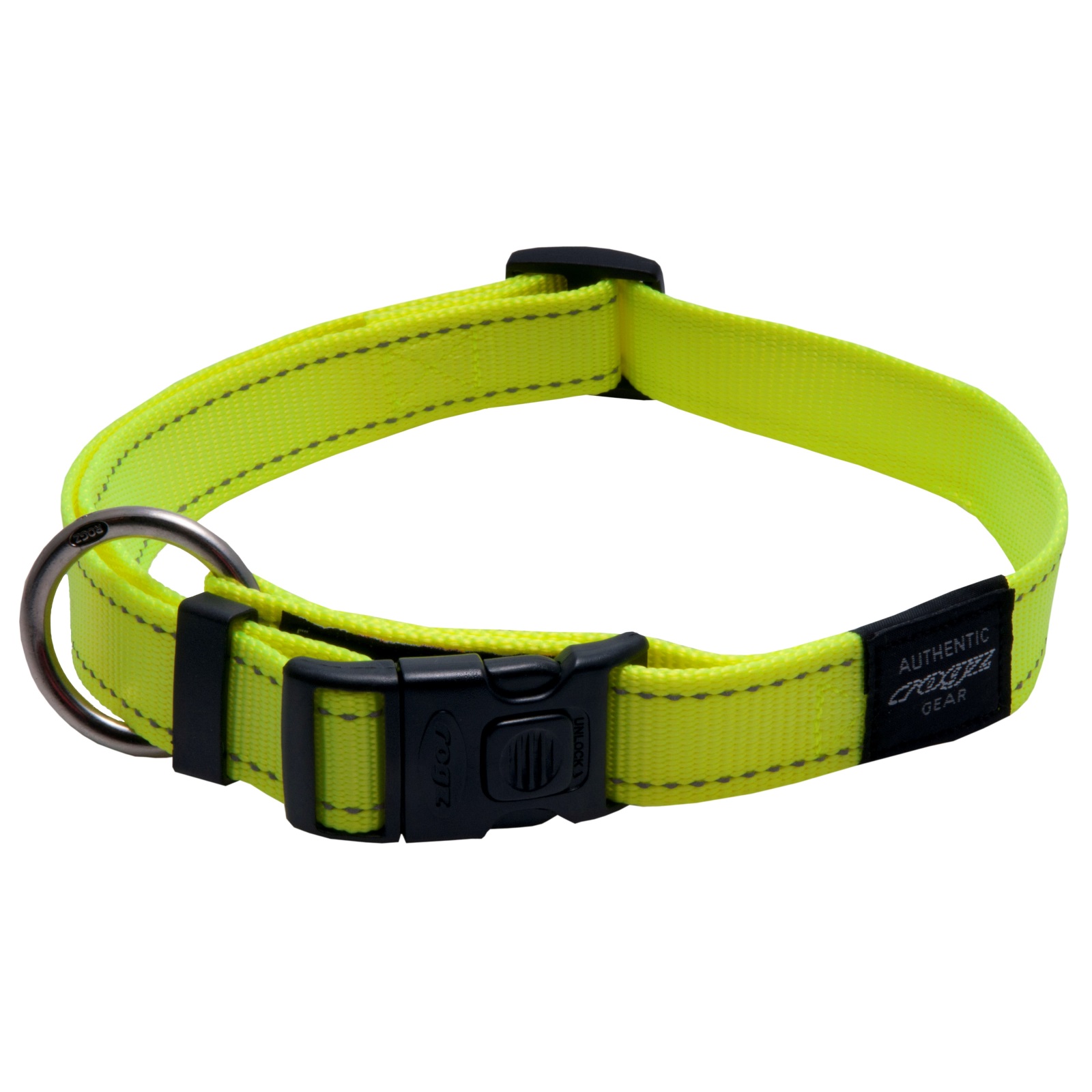 Rogz Utility Side-Release Collar with Reflective Stitching - Dayglow Yellow image 2