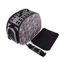 Ibiyaya Collapsible Traveling Shoulder Pet Carrier for Cats & Dogs - Grey with Flowers image 2