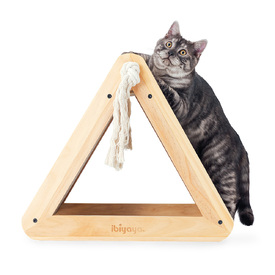 Ibiyaya Hideout Wooden Cat Scratching Post with Replaceable Cardboard Inserts image 2