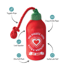 Fringe Studio Rope & Plush Squeaker Valentine's Day Dog Toy - Hearts On Fire image 2