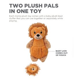 Charming Pet Pouch Pals Plush Dog Toy - Lion with Baby in Pouch image 2