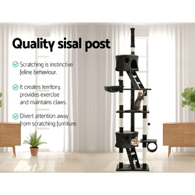 Cat Tree 260cm Trees Scratching Post Scratcher Tower Condo House Furniture Wood image 2
