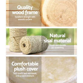 Cat Tree 203cm Trees Scratching Post Scratcher Tower Condo House Furniture Wood Beige image 2