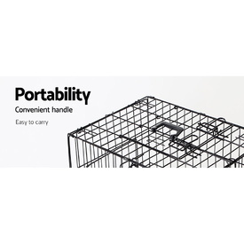 Portable Black Steel Rust-Resistant Dog Crate Foldable with Leak-Proof Trayze 36 image 2