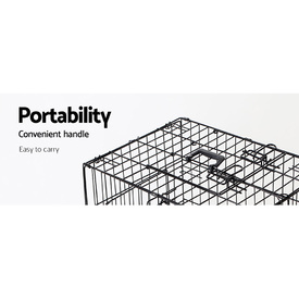 Portable Black Steel Rust-Resistant Dog Crate Foldable with Leak-Proof Trayze 42 image 2