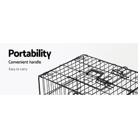Portable Black Steel Rust-Resistant Dog Crate Foldable with Leak-Proof Trayze 48 image 2