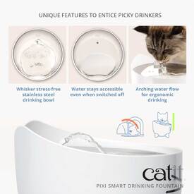 Catit Pixi Fountain with Refill Alert for Cats & Dogs - 2.5 Litres - Stainless Steel image 2