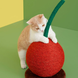 Vetreska Handmade Jute Cat Scratching Post - Single Cherry image 2