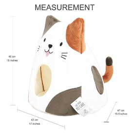 All Fur You Soft and Comfortable Cat Face Cat Cave Bed in White/Brown image 2