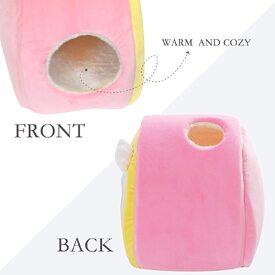 All Fur You Soft and Comfortable Rainbow Cat House Bed in Pink image 2