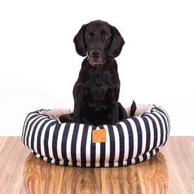 Mog & Bone 4 Seasons Reversible Dog Bed - Navy Hamptons Stripe image 2