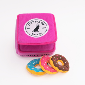 Zippy Paws Burrow Interactive Dog Toy - Donutz Box with 3 Squeaker Toys image 2