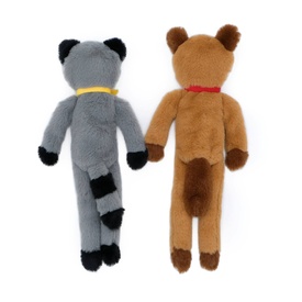 Zippy Paws Fluffy Peltz Plush Squeaker Dog Toy - Raccoon & Chipmunk 2-Pack image 2
