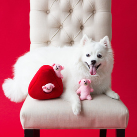 Zippy Paws Burrow Interactive Dog Toy - Heart 'n Bears with 3 Squeaky Bears image 2