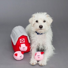 Zippy Paws Burrow Bubble Babiez Interactive Squeaker Dog Toy - Pig Barn image 2