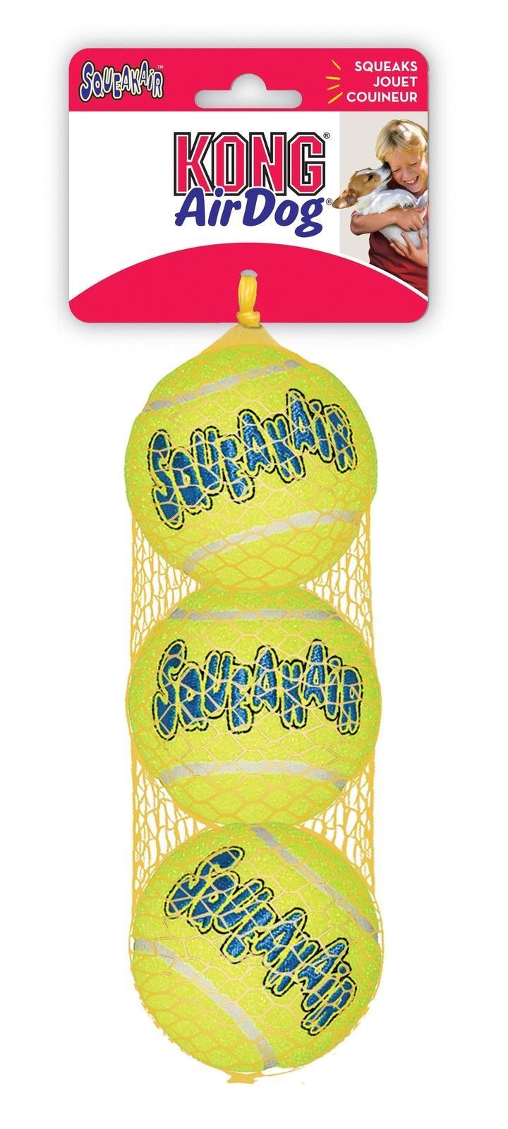 3 x KONG AirDog Squeaker Balls Non-Abrasive Dog Toys 2 Pack - Large image 3