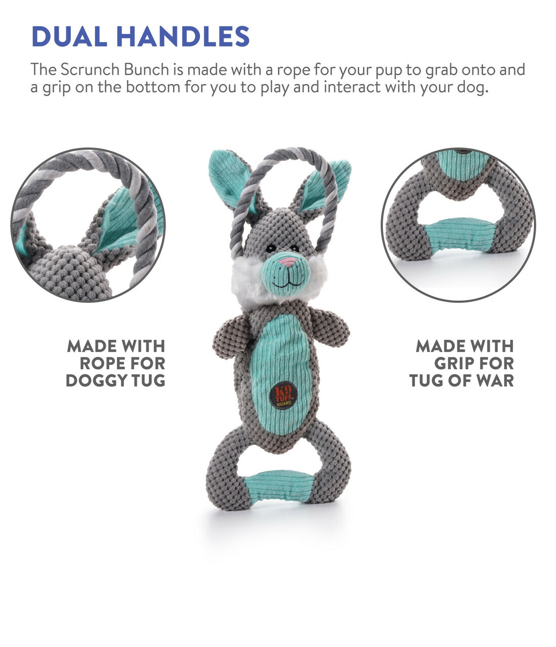 Charming Pet Scrunch Bunch & Squeak Dog Toy - Bunny image 3