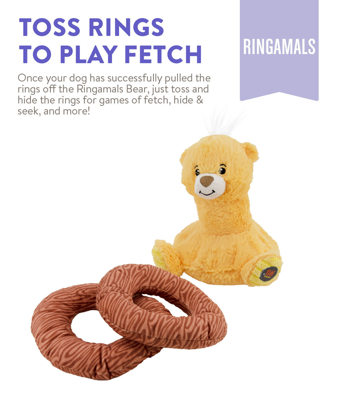 Charming Pet Ringamals Plush Puzzle Dog Toy - Bear image 3