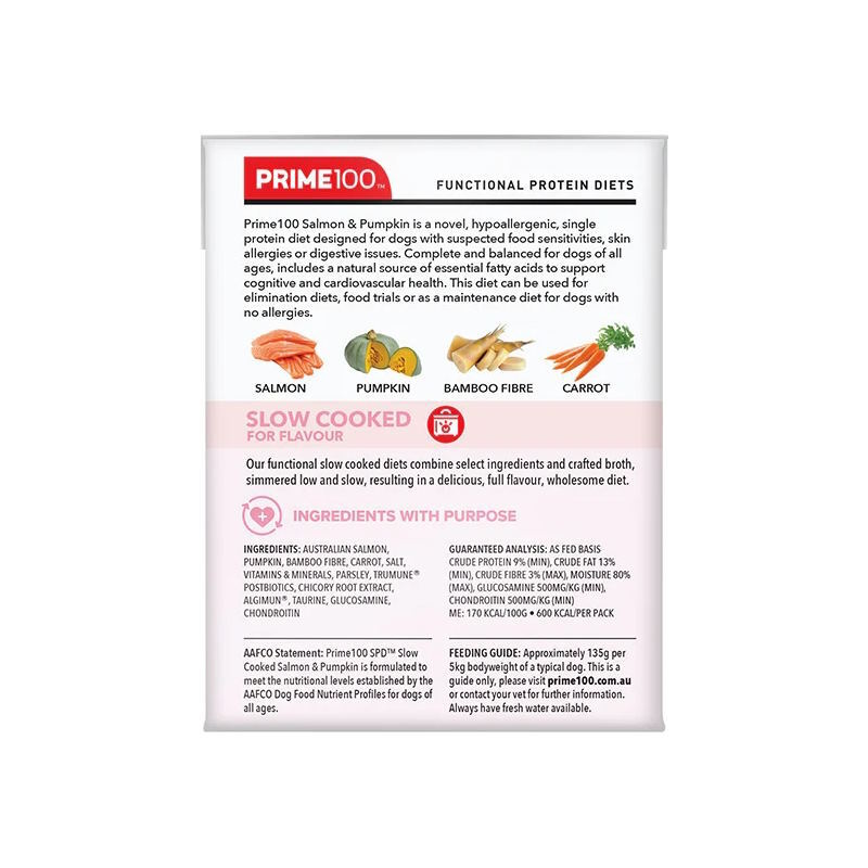 Prime100 SPD Slow Cooked Dog Food Single Protein Salmon & Pumpkin 12 x 354g image 3