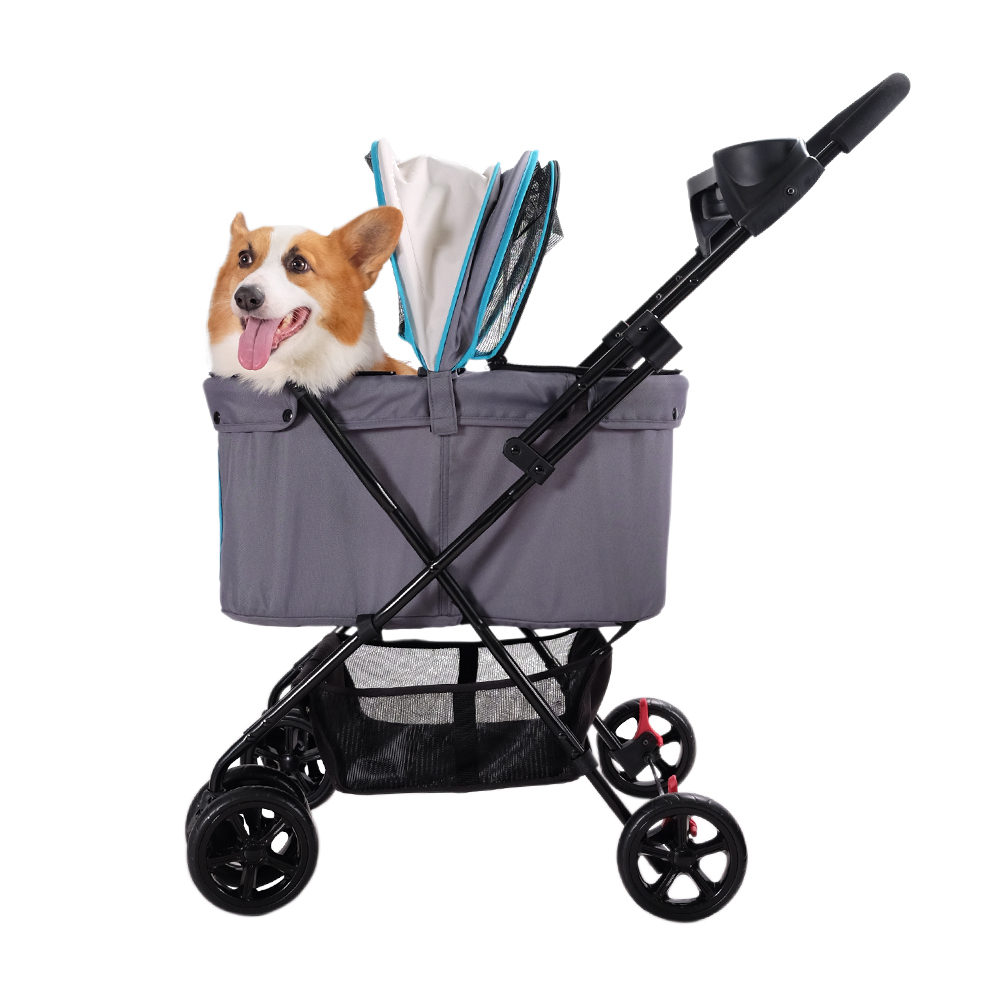 Ibiyaya Easy Stroller Pet Buggy in Grey & Blue image 3