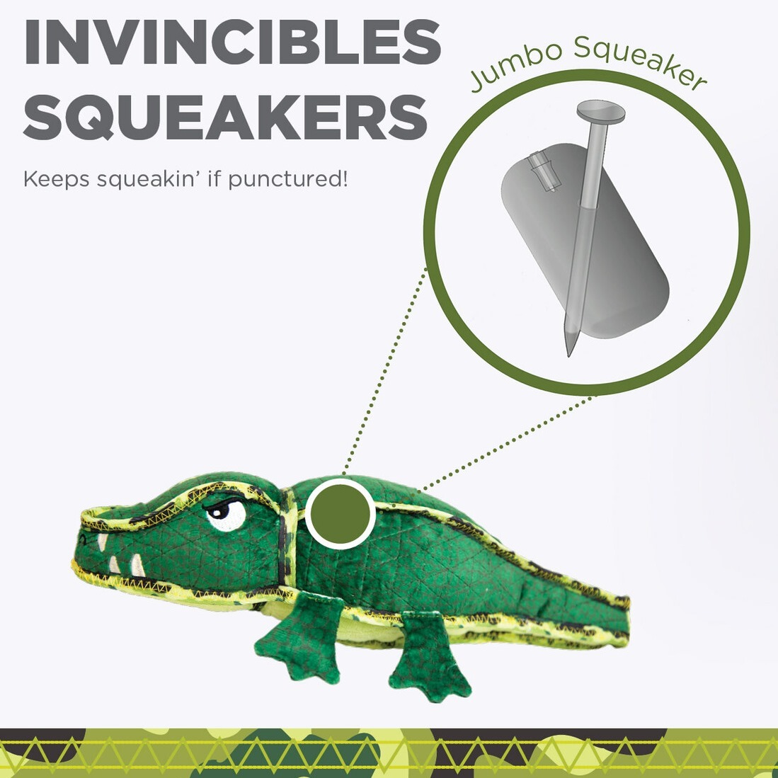 Outward Hound Xtreme Seamz Squeaker Dog Toy - Alligator image 3