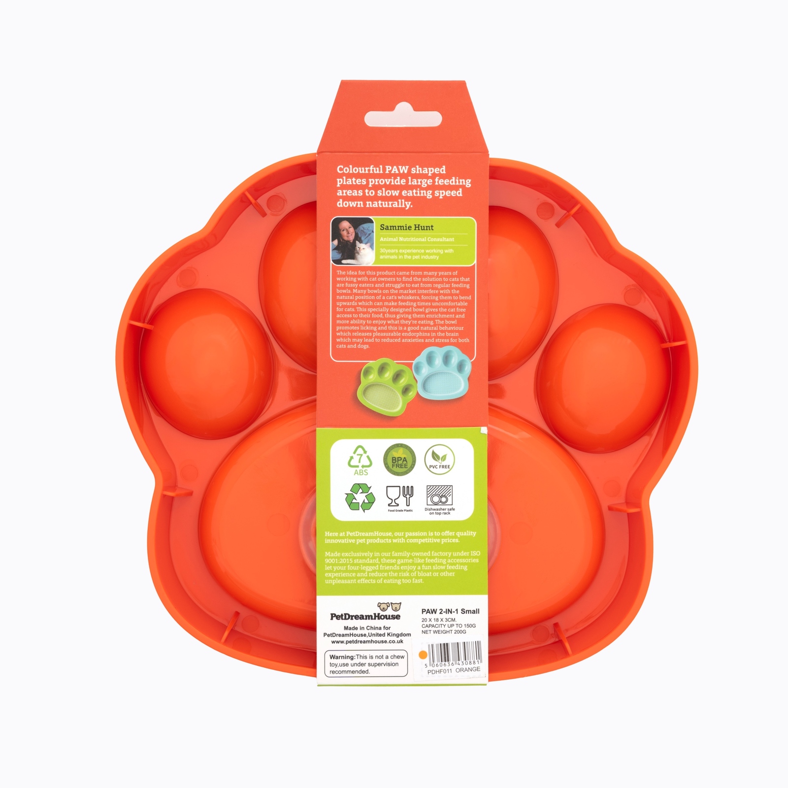 Paw 2-in-1 Feeder & Lick Pad Orange