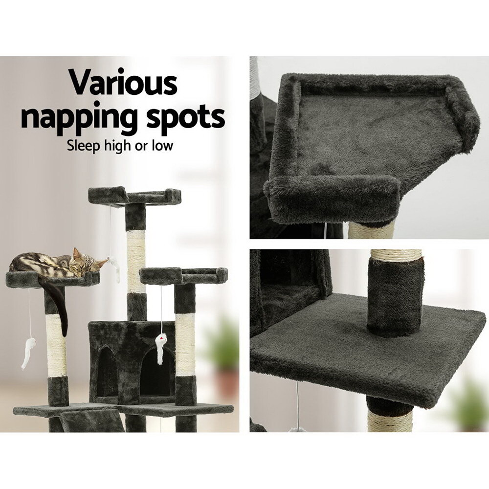 Cat Tree 180cm Trees Scratching Post Scratcher Tower Condo House Furniture Wood image 3