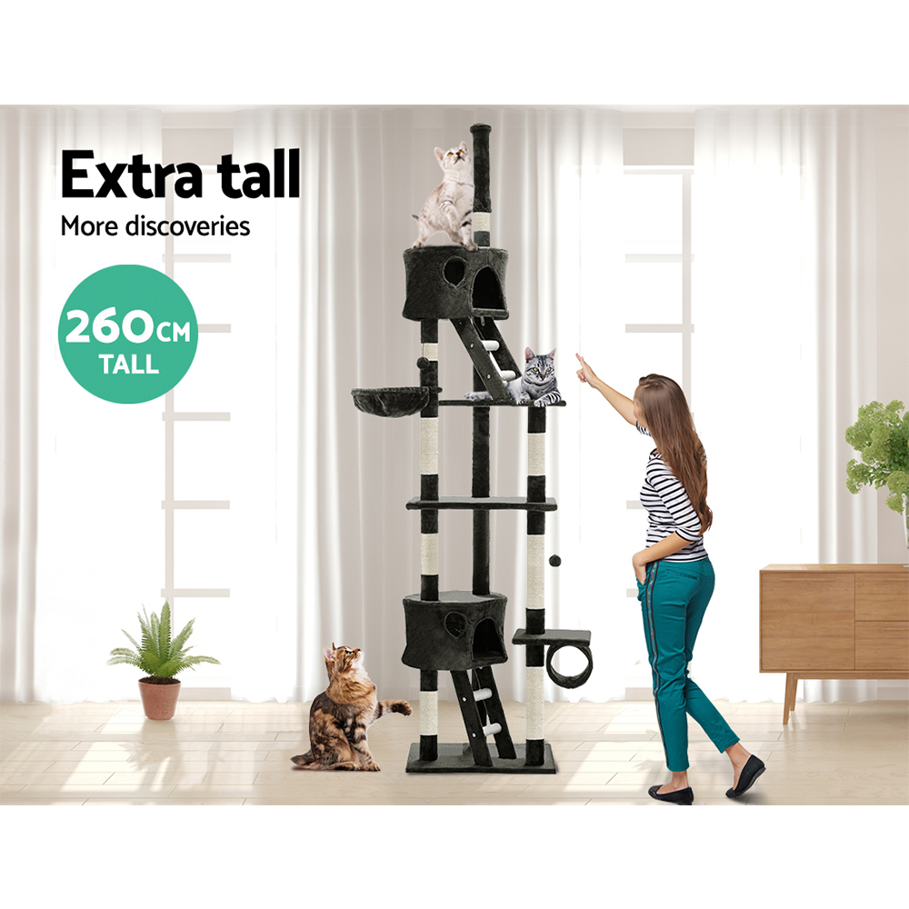 Cat Tree 260cm Trees Scratching Post Scratcher Tower Condo House Furniture Wood image 3