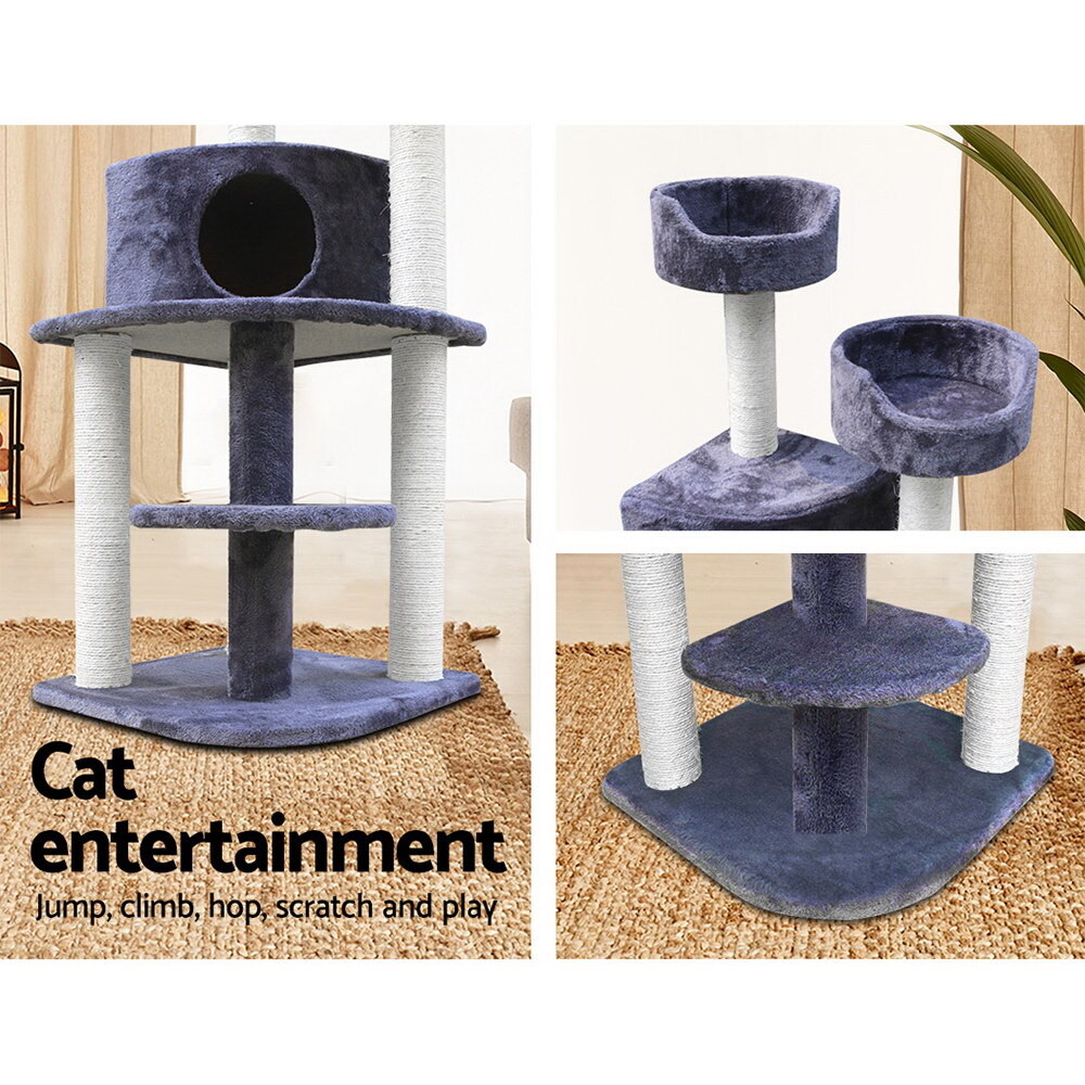 Cat Tree 126cm Trees Scratching Post Scratcher Tower Condo House Furniture Wood image 3