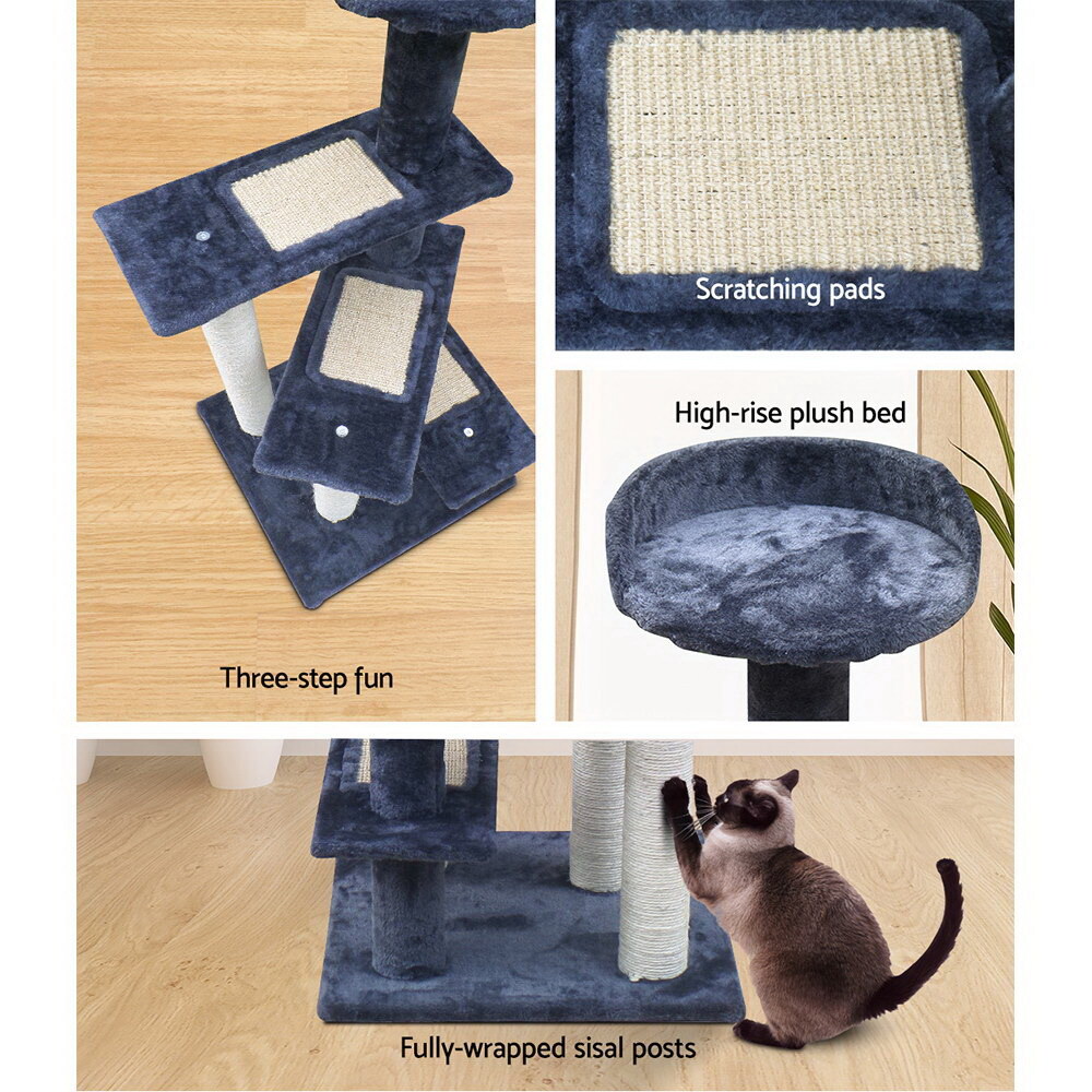 Cat Tree 100cm Trees Scratching Post Scratcher Tower Condo House Furniture Wood Steps image 3