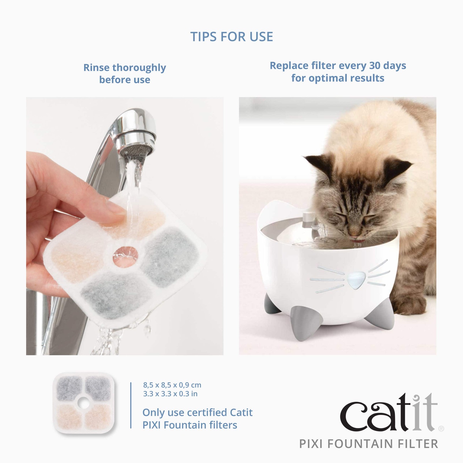 Catit Pixi Fountain with Refill Alert for Cats & Dogs - 2.5 Litres - Stainless Steel image 3